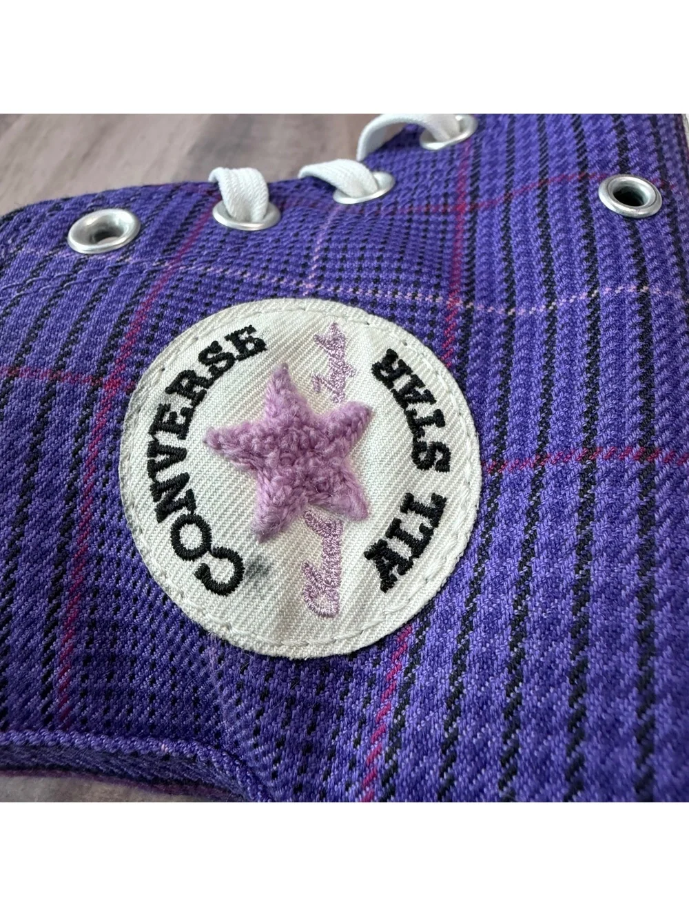 Converse All Star Lift Hi Shoes Women's 7.5 Plaid Court Purple Platform Sneaker